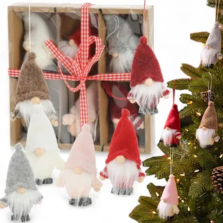MIJOMA 6er Set Weihnachtswichtel Baumbehang – Niedliche Wichtelkinder als Weihnachtsdeko, ca. 10 cm, handgefertigter Weihnachtsbaumschmuck in 6 Farben – Wichtel für Adventskranz, Geschenkanhänger