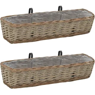 Refined 2X Blumenkasten Rattan Weide Balkonkasten Blumentopf Balkon Garten (80 x 20 x 15 cm)
