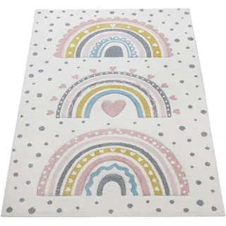 Kinderteppich PACO HOME "Cosmo 964" Teppiche Gr. B/L: 160 cm x 230 cm, 16 mm, 1 St., bunt (mehrfarbig) Kinder Kinderzimmerteppiche Spielteppich, Kurzflor 3D-Effekt, gepunktet, Motiv Regenbogen