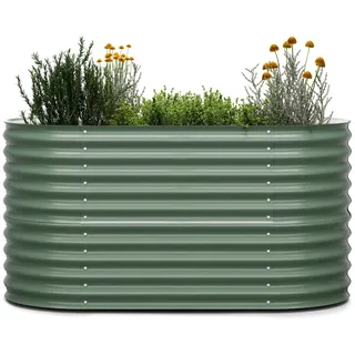 Blumfeldt High Grow Hochbeet mit 160 x 80 x 80 cm aus Stahl-Wellblech einfacher Aufbau rost- und frostsicherGrün