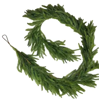 Tannengirlande Künstlich Wie Echt 1.8m/6ft Weihnachtsgirlande Grün Kunststanne Kunststoff Spritzguss-Verfahren PE Girlande Weihnachten Türgirlande Weihnachtsdeko für Treppen Outdoor Indoor Party