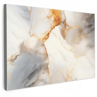 LEINWANDBILD Marmor - Grau - Gold Wanddeko 90x60 cm