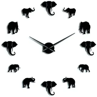 Fdit Einzigartige tierform wanduhr Mode DIY acryl Spiegel Elefanten hängen Uhr für zuhause Schlafzimmer Wohnzimmer MEHRWEG VERPAKUNG