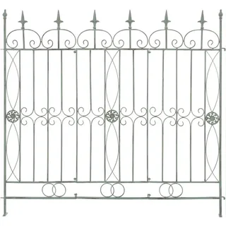 deluke Gartenzaun LINUS Antik 124x1x116cm, Metall, Antik-Grün Steckzaun Element Rankzaun Eisen