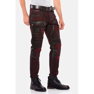 Regular-fit-Jeans CIPO & BAXX "Jeans", Herren, Gr. 40, Länge 32, rot (burgundy), 98% Baumwolle 2% Elasthan, unifarben, casual, regular fit lang, Jeans, im Regular Fit-Schnitt, CD581