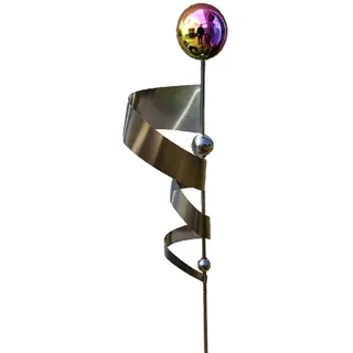 Jürgen Bocker - Gartenambiente Gartenstecker Kari 120 cm Edelstahl Kugel Rainbow poliert Beetstecker Gartenstecker