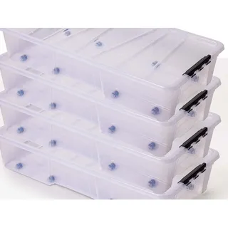 4x Unterbettbox Rollbox Aufbewahrungsbox mit Deckel 35L Spielzeugkiste Rollen