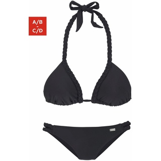 Triangel-Bikini BUFFALO Gr. 34, Cup A/B, schwarz Damen Bikini-Sets Ocean Blue mit geflochtenen Details
