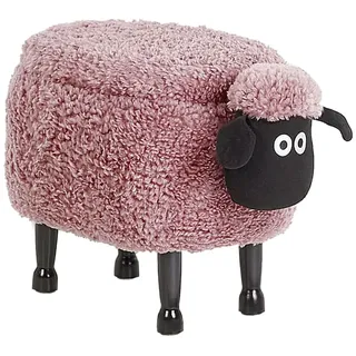Beliani Tierhocker SHEEP in Rosa/Schwarz - (W) 55 x (H) 40 x (L) 35 cm | Gr.: onesize