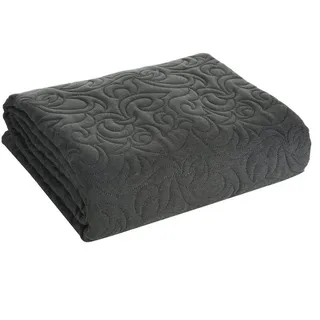 Eurofirany Tagesdecke LEINOPTIK, Karomuster Steppung Doppelbett Überwurf Einfarbig Grau Beige grau 220 cm x 240 cm