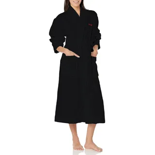 HUGO Knielanger Frottee-Bademantel für Damen, Stormy Black, Small - S
