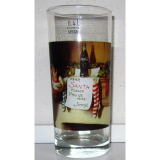 /Coca Cola Glas Glas/Retro/Weihnachten/Santa / 1 x 0,4 Liter