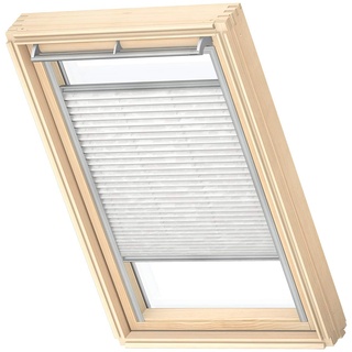 VELUX Original Dachfenster Plissee für M06, Weiß Gemustert, mit Grauer Führungsschiene