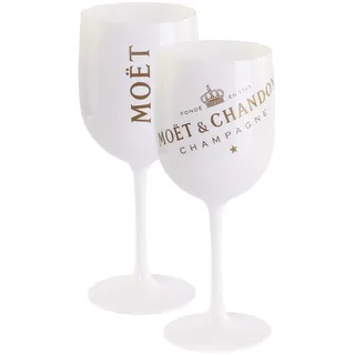 2 x Moët & Chandon Ice Imperial Champagner Acryl-Glas 0.45l Becher Kelch Weiss/Gold Gläser Set