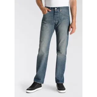 Straight-Jeans LEVI'S "501 ORIGINAL" Gr. 32, Länge 34, blau (misty lake) Herren Jeans Straight Fit mit Markenlabel Bestseller