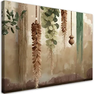 Feeby Hängende Blätter Grün Leinwand 120x80 cm
