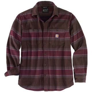 Carhartt Hemdjacke Hamilton Fleece Lined Shirt 104913 - dark brown stripe - M
