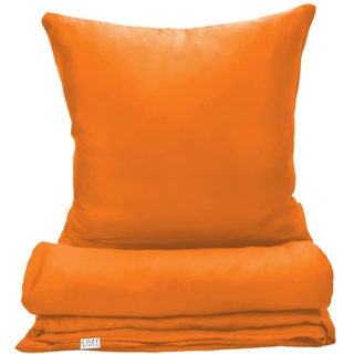 COZY HEAVEN | Luxus Lyocell Bettwäsche (TencelTM) | Gewonnen aus Eukalyptus u.a. | Ultra weich & hochwertig | Hypoallergen | Atmungsaktiv gegen Schweiß | Nachhaltig (200x200 + 2x (40x80), Happy Orange)