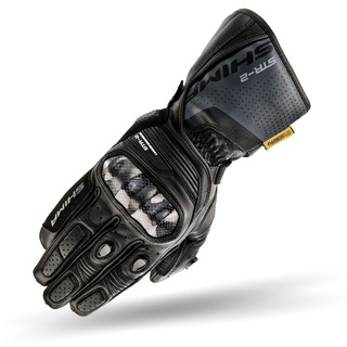 SHIMA STR-2 Motorradhandschuhe Herren - Touchscreen, Sommer, Sport Leder Handschuhe mit Carbon Knöchelprotektor, Handflächen- und Fingerschieber, Verstärkte Handfläche (Schwarz, 3XL)