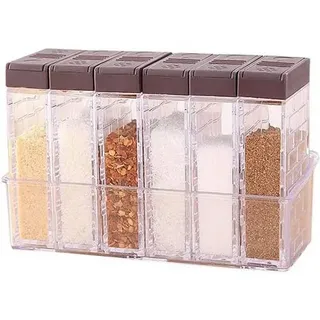 6er Set transparente Gewürzdosen Kunststoff Spice Jars für Küche