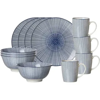 Ritzenhoff Breker Frühstücksset, Blau, Weiß, Keramik, 12-teilig, Rund, 2x2x2 cm, Essen & Trinken, Geschirr, Geschirr-Sets