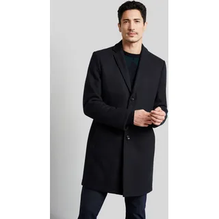 Wollmantel BUGATTI, Herren, Gr. 56, blau (marine), 49% Polyester, 40% Wolle, 11% Viskose, unifarben, elegant, slim fit, Langarm normaler Saum, Mäntel, mit feiner Struktur
