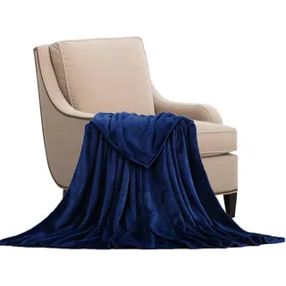 STGAO Fleecedecke 140 x 240 cm Viele Farben Baumwolle Decke Microfaser für Bett Und Couch, Dunkelblau