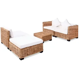 vidaXL Sofagarnitur 14-tlg. braun/weiß