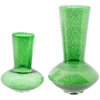 DutZ Vase Loflo | grün transparent |mundgeblasenes Glas (H 36 cm D 23 cm)