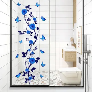 TOARTI Wandtattoo Blumenranken Rot Blumen Rosen Wandtattoo Wanddeko Blumenranke Aufkleber Sticker Wandaufkleber Hintergrund für Schlafzimmer Zuhause Dekoration Wohnzimmer
