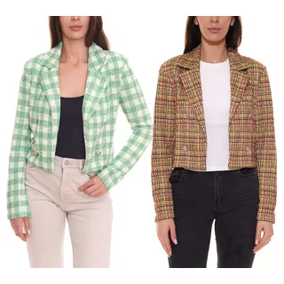 Aniston CASUALS Damen sportlich eleganter Kurz-Blazer mit Zierknöpfen Grün/Bunt oder Grün/Weiß - 40