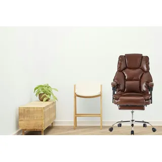 Schreibtischstuhl Bürostuhl Gamingstuhl Racing Chair Chefsessel mit Fußstütze,Farbe:Braun - Braun