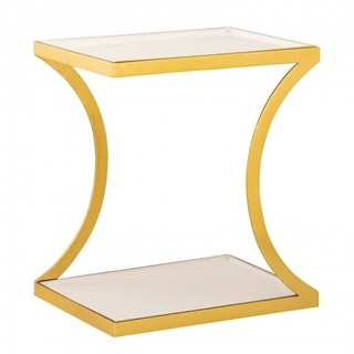Couchtisch weiß Beistelltisch eckig 40 H 45 cm Lampentisch Sofatisch Tisch Metall gold