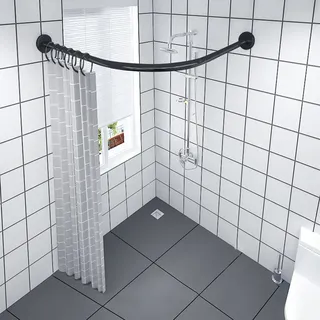 YTGH Ausziehbare Duschvorhangstange L Form Ohne Bohren Ecke Eckduschstange Aus Edelstahl,Duschvorhangstange Rund Für Eckbadewanne Kein Durchhängen,B,60~80×80~120 cm