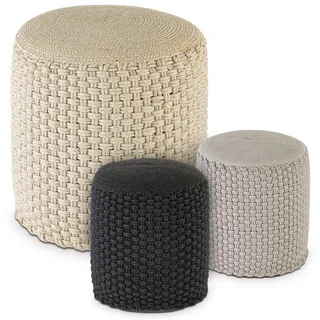 Amagohome Sitzhocker Hocker Sitzhocker Merino Pouf indoor outdoor ø40 H45cm Sitzpouf nachfü, Bezug abnehmbar u. bei 30° Feinwäsche waschbar! beige