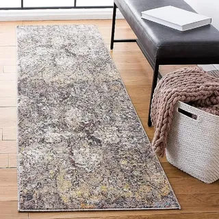 SAFAVIEH Traditionell Teppich für Wohnzimmer, Esszimmer, Schlafzimmer - Bristol Collection, Kurzer Flor, Rosa und Grau, 155 X 229 cm