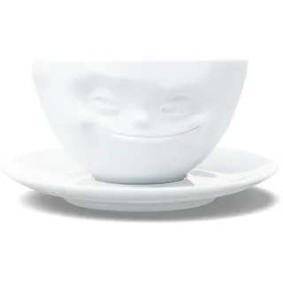 FIFTYEIGHT PRODUCTS / Tassen/Kaffeetasse, Grinsend (Porzellan, 200ml, weiß, 100% Made in Germany)