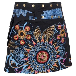 Wickelrock, kurzer Goa Rock, Cacheur, Minirock, Patchwork | 100% Baumwolle, Slim Fit, vielseitig kombinierbar, Unikat, flexible Knopfleiste - 40