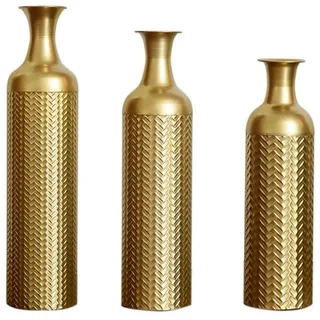 Celya Bodenvase Boden bis zur Decke reichende Vase – 83/65/50 cm hohes Metallvasen Set (Set, Bodenbelag, Wohnzimmer, Schlafzimmer), 3er-Set Retro-Bodenvasen, Pampasgraszweig, hohe dekorative Vasen goldfarben