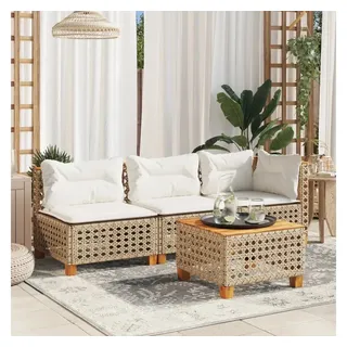 vidaXL Gartensofa 3-Sitzer Loungesofa beige