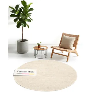 jaloom Wollteppich Lui Weiß Rund Ø 60 cm | Moderner Teppich für Wohnzimmer und Küche