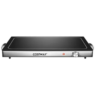 Costway 56 x 36cm Warmhalteplatte elektrisch Speisewärmer Heizplattenfunktion von 50°C bis 120°C, Temperaturregler, Buffetwärmer Edelstahl ...