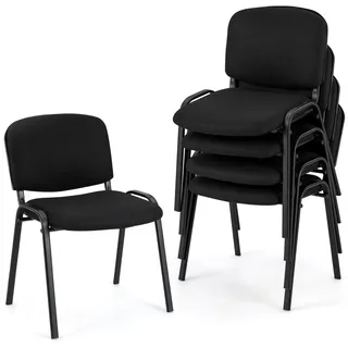 GYMAX 5er Set Konferenzstühle stapelbarer, Besucherstuhl ohne Armlehnen, Stapelstühle mit gepolsterter Sitzfläche & Rückenlehne, Wartezimmerstühle für Büro, Konferenzräume & Esszimmer