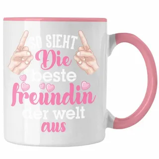 Trendation Tasse Trendation - Beste Freundin Tasse Geschenk Kaffeetasse Geschenkidee BFF Allerbeste Freundin Spruch Geburtstag Freundinnen Geschenkidee rosa