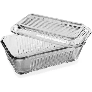Pasabahce Butterdose Pasabahce Gusto Butterdose/Frischhaltedose 17x10,2 cm 2tlg, Glas weiß