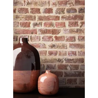 Newroom Papiertapete Braun Tapete Ziegelstein Mauer,Stein, Braun Steintapete Modern Mauer - Backstein Mauerwerk Rot Beige Loft Industrial Stein für Büro Diele/Flur Schlafen, Backstein braun|rot