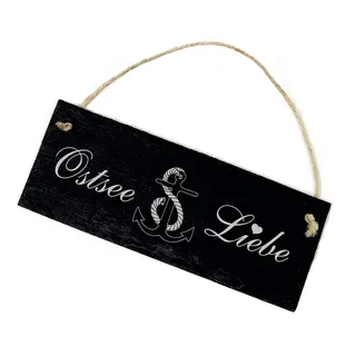 Schild Schiefertafel mit Gravur - Ostsee Liebe - Heimat Meer Dekoschild 22x8cm