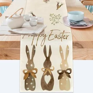 Ostern Tischläufer 40x140cm Polyester Hase Motiv waschbar