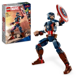 LEGO 76258 Marvel Captain America Baufigur, Superheld mit Schild, Avengers Bau-Spielzeug und Sammelfigur als Schlafzimmer Accessoire für Kinder, J...