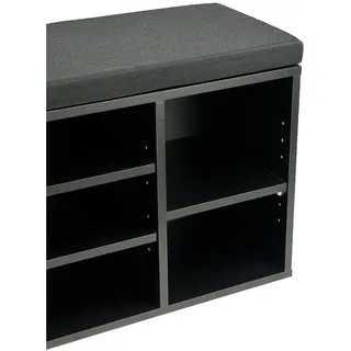 FineBuy Schuhbank 100 x 45 x 30 cm mit Schublade / schwarz